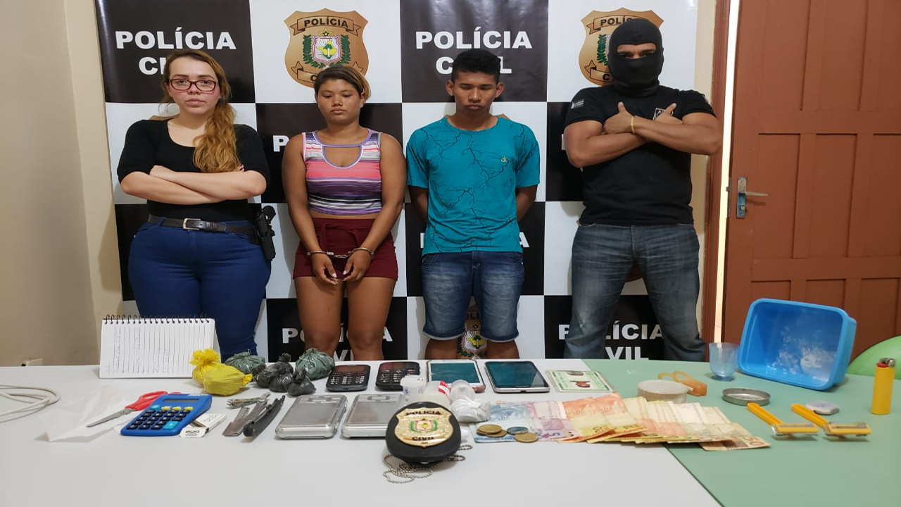 POLÍCIA CIVIL PRENDE IRMÃ DE DETENTO DO IAPEN E SEU COMPARSA POR TRÁFICO DE DROGAS NO AMAPÁ